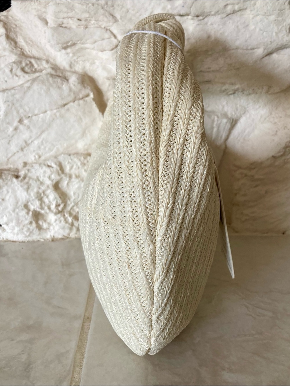 NWT Urban Expressions Knitted Straw Mini Hobo Bag in Winter White - Picture 8 of 11
